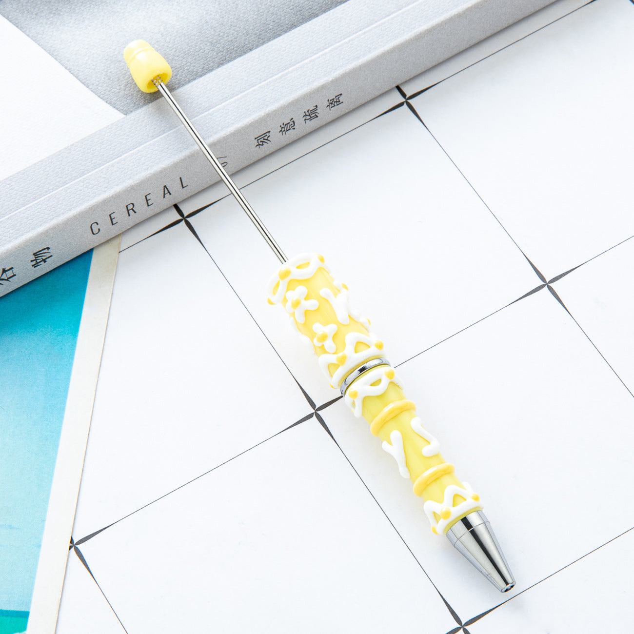 Wholesale Creative cream glue hand-painted beaded pen diy hand-painted oil ball point pen Macaron cream cute pen